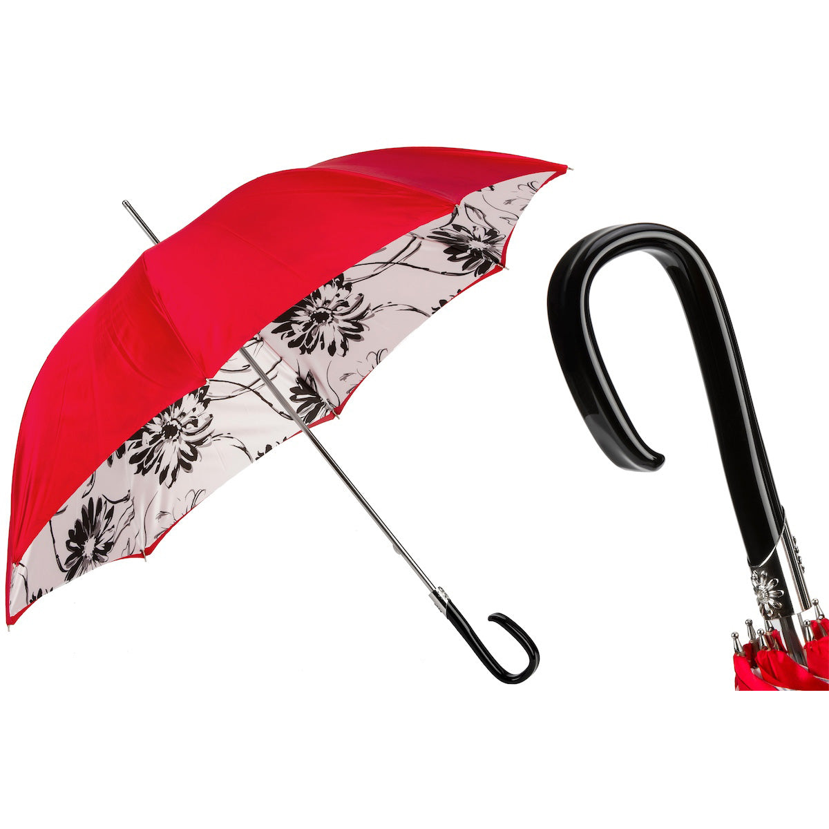 Parasol PASOTTI Czarne Słoneczniki 93 cm Podwójny uchwyt z tkaniny octanowej