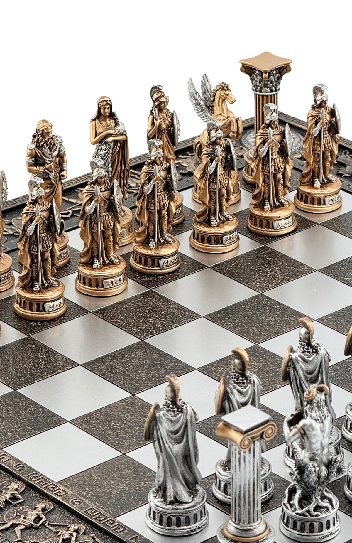 Resin Chess Set – Greek Mythology vs Roman Mythology, Hand-Painted