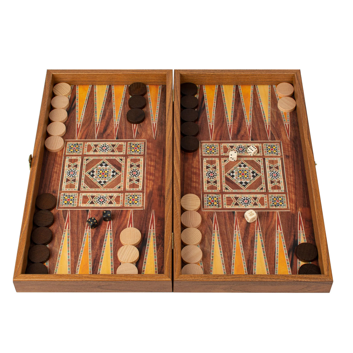 Manopoulos Wenge Wood Replica Backgammon Set Wooden Checkers 48x26