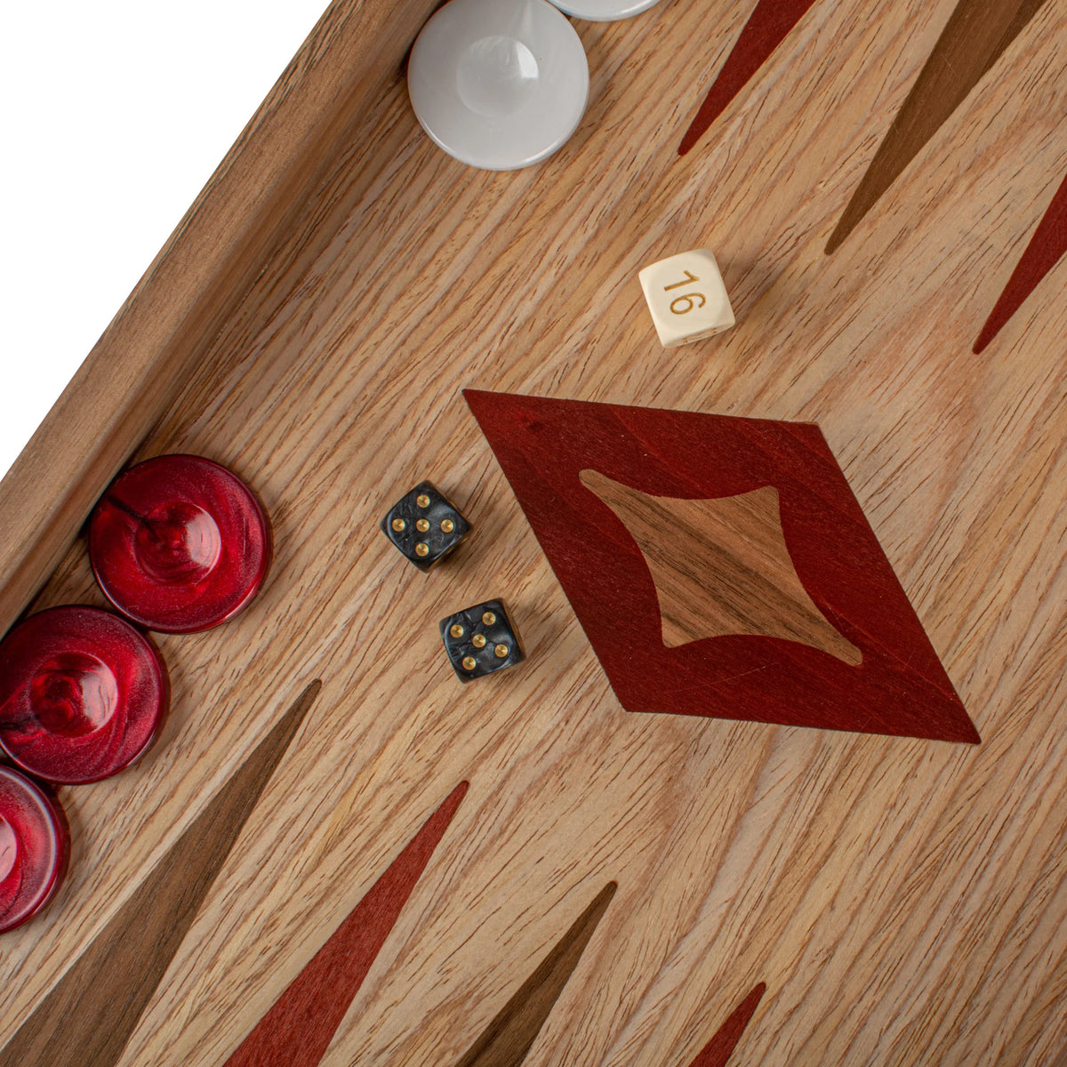 Large Manopoulos Backgammon Set Oak Red American Walnut 48x26