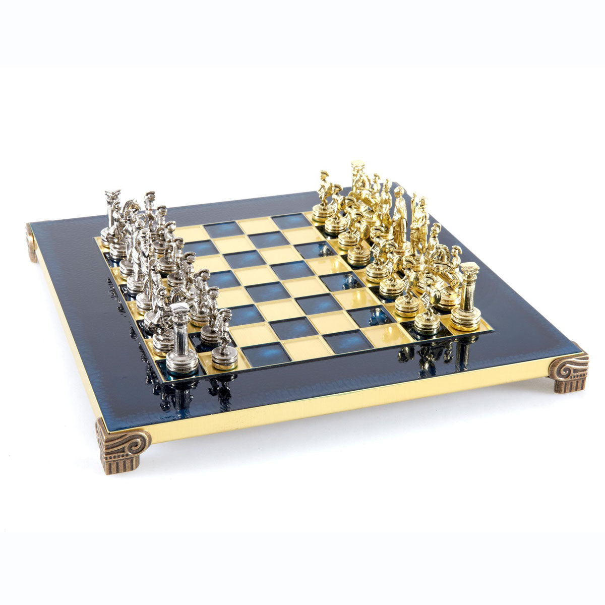 Metal Chess Set, Ancient Greece Theme 28×28 cm – Gold & Silver