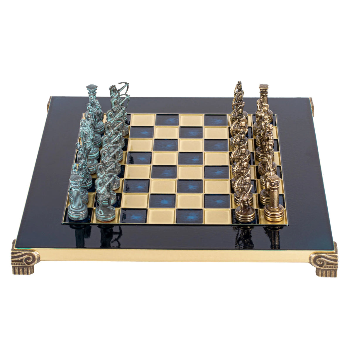 Luxury Manopoulos Brass Archers Chess Set 28x28 cm Wooden Case Gift