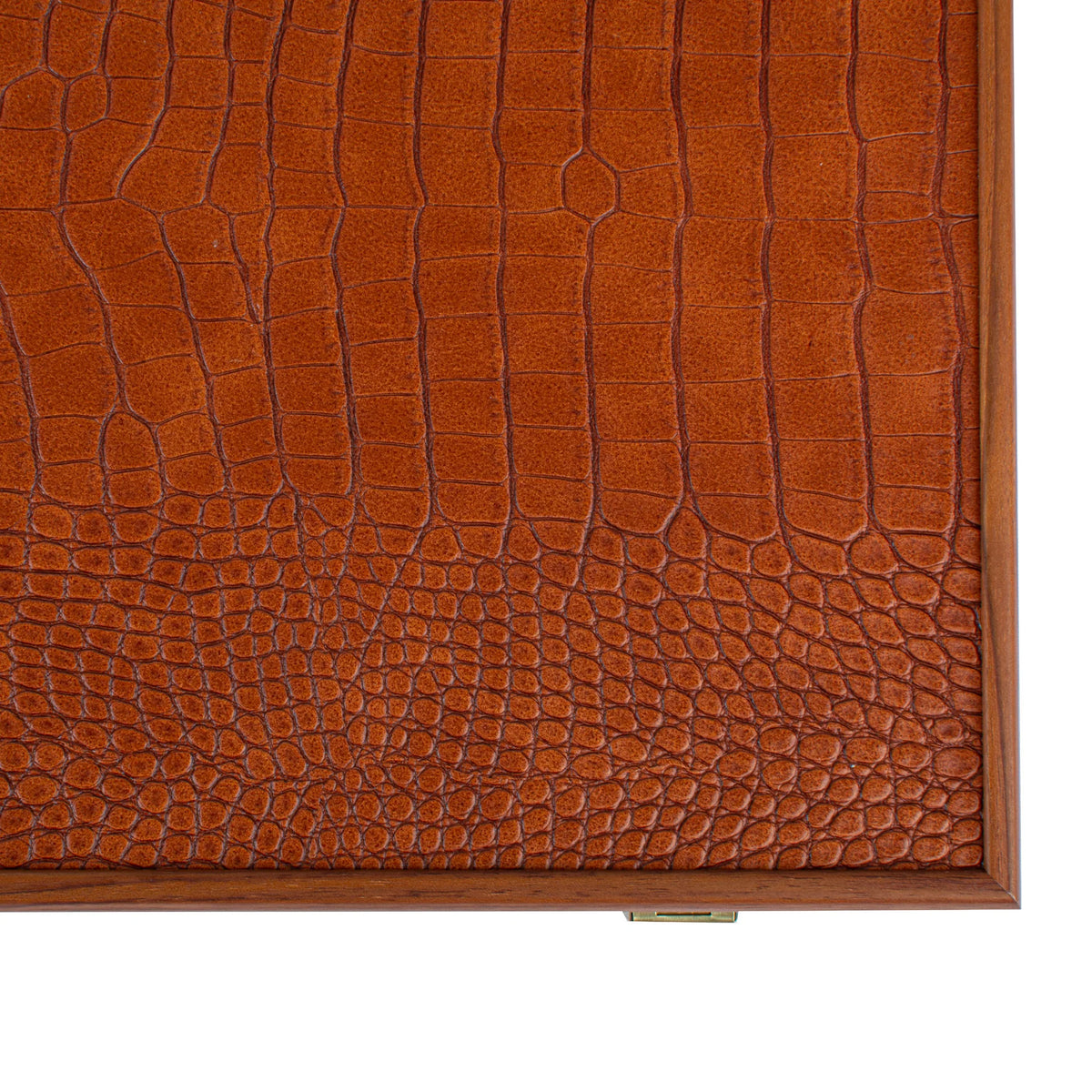 Large Manopoulos Backgammon Set Leatherette Crocodile Caramel 48x26