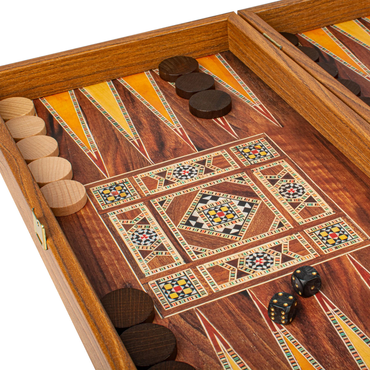 Manopoulos Wenge Wood Replica Backgammon Set Wooden Checkers 48x26