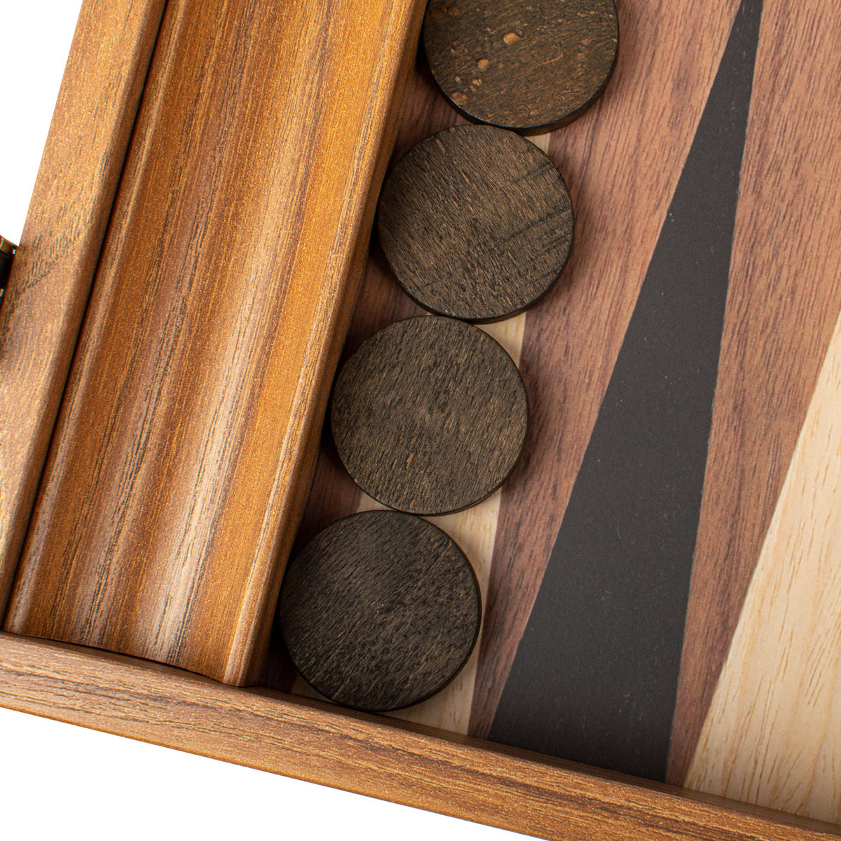 Medium Manopoulos Backgammon Set Walnut Replica Side Racks 38x23