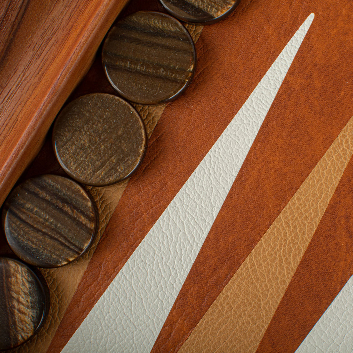 Large Manopoulos Backgammon Set Leatherette Crocodile Caramel 48x26