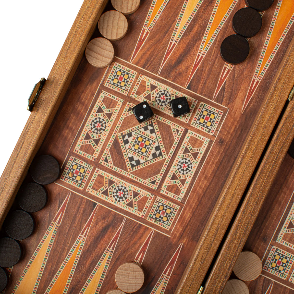 Manopoulos Wenge Wood Replica Backgammon Set Wooden Checkers 30x17
