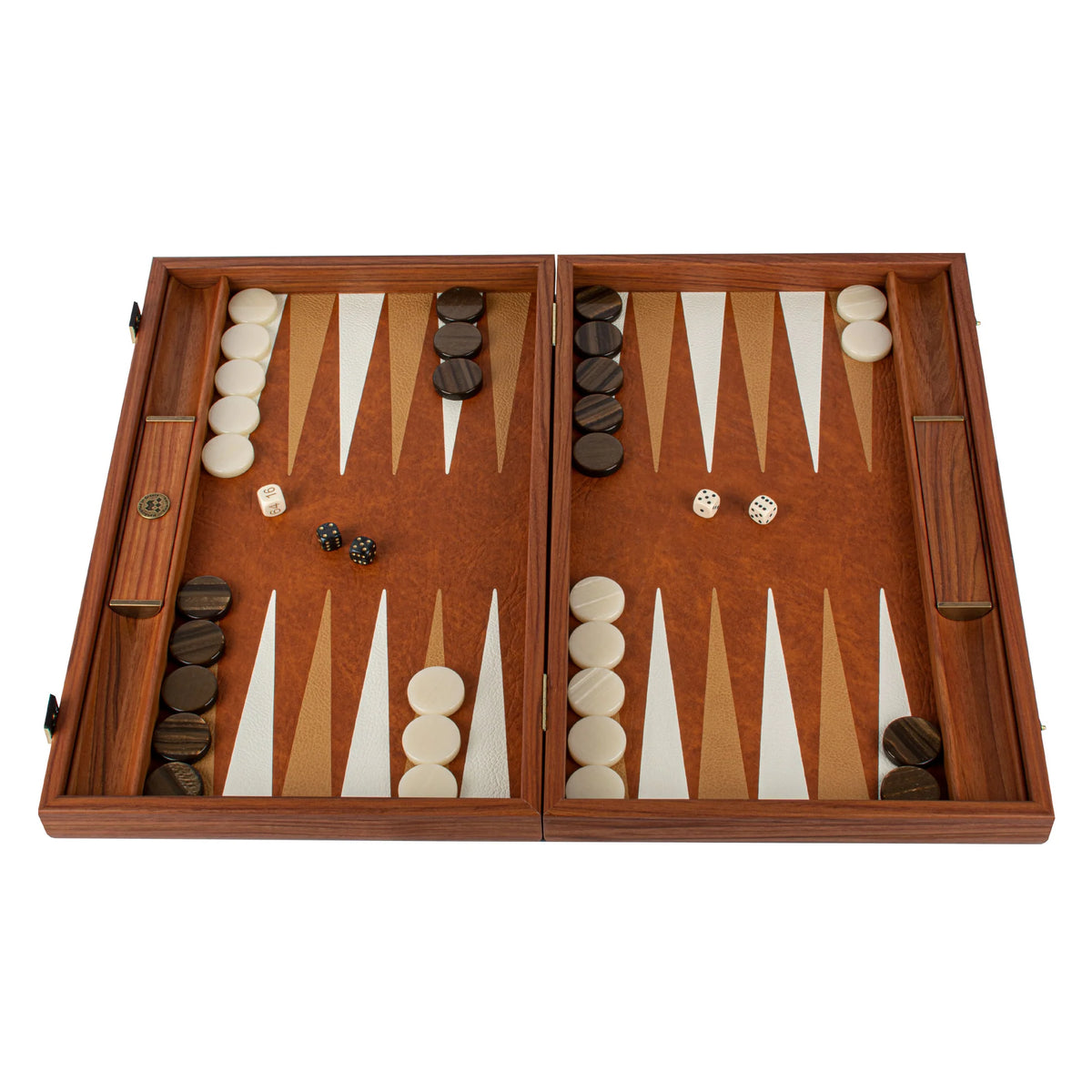 Large Manopoulos Backgammon Set Leatherette Crocodile Caramel 48x26