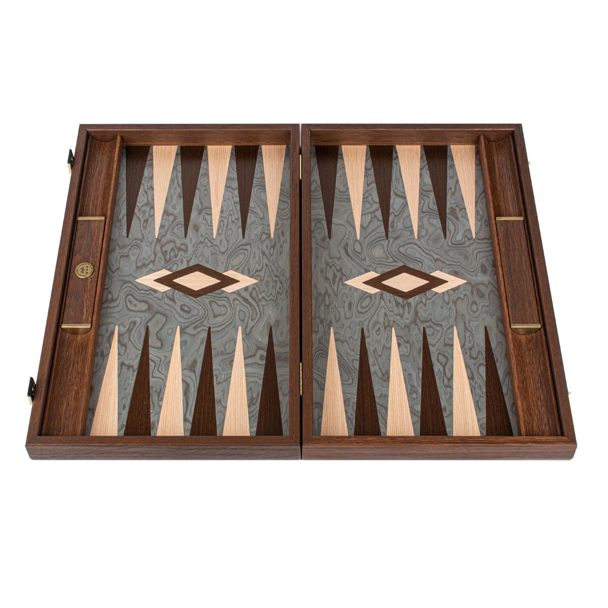 Luxury Manopoulos Backgammon Set Pearly Grey Vavona Oak 48x26