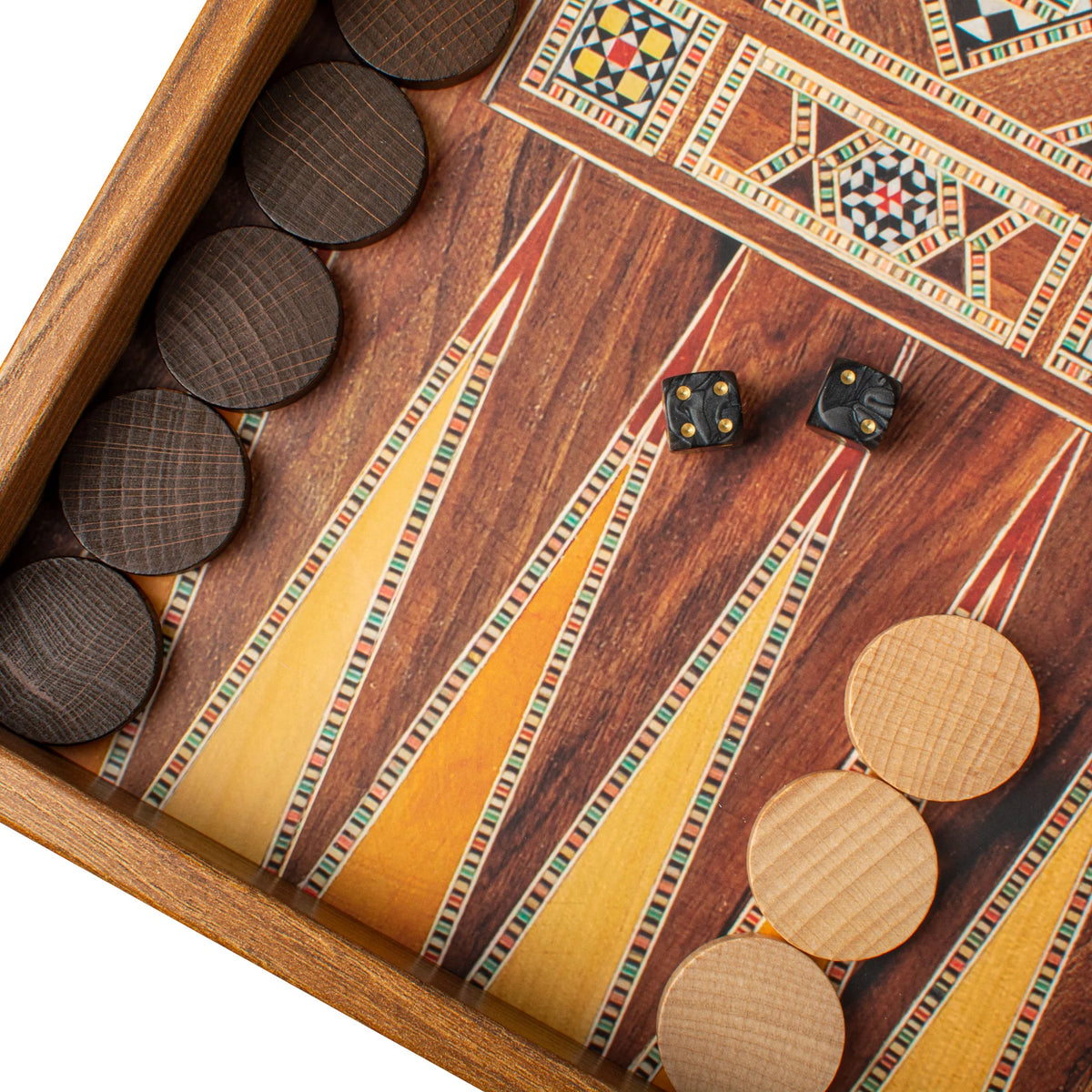 Manopoulos Wenge Wood Replica Backgammon Set Wooden Checkers 48x26