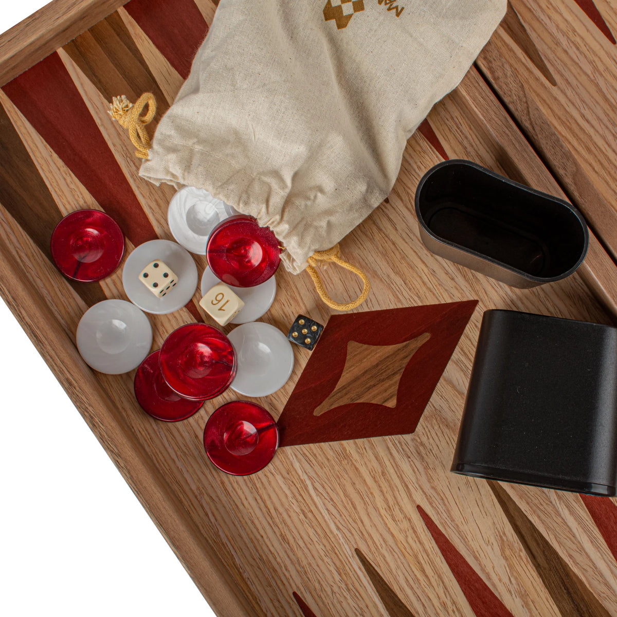Large Manopoulos Backgammon Set Oak Red American Walnut 48x26