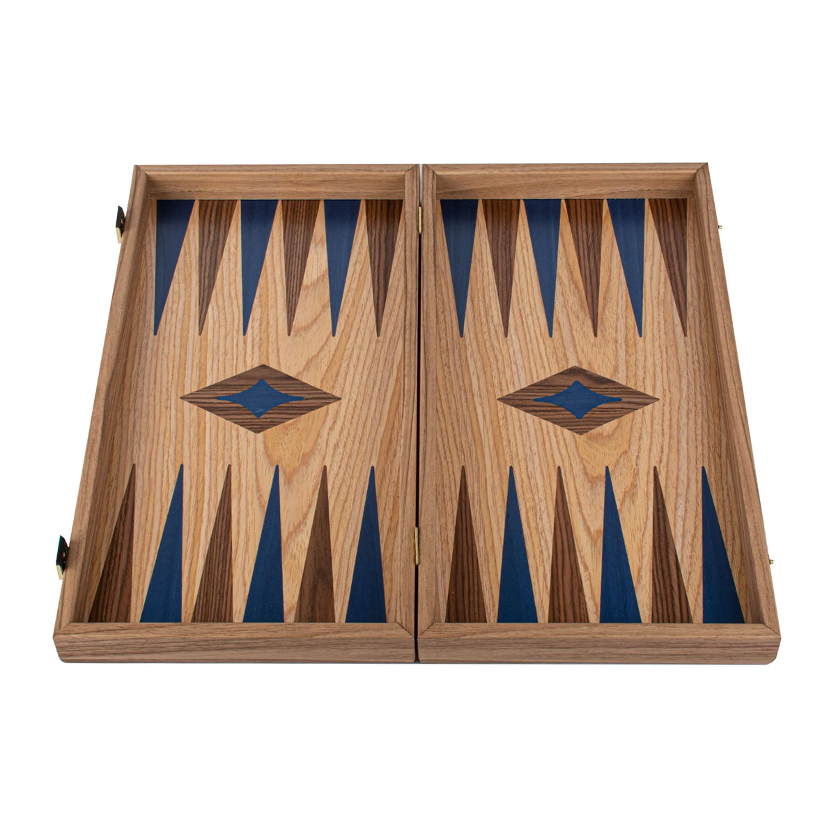 Large Manopoulos Backgammon Set Oak Blue American Walnut 48x26