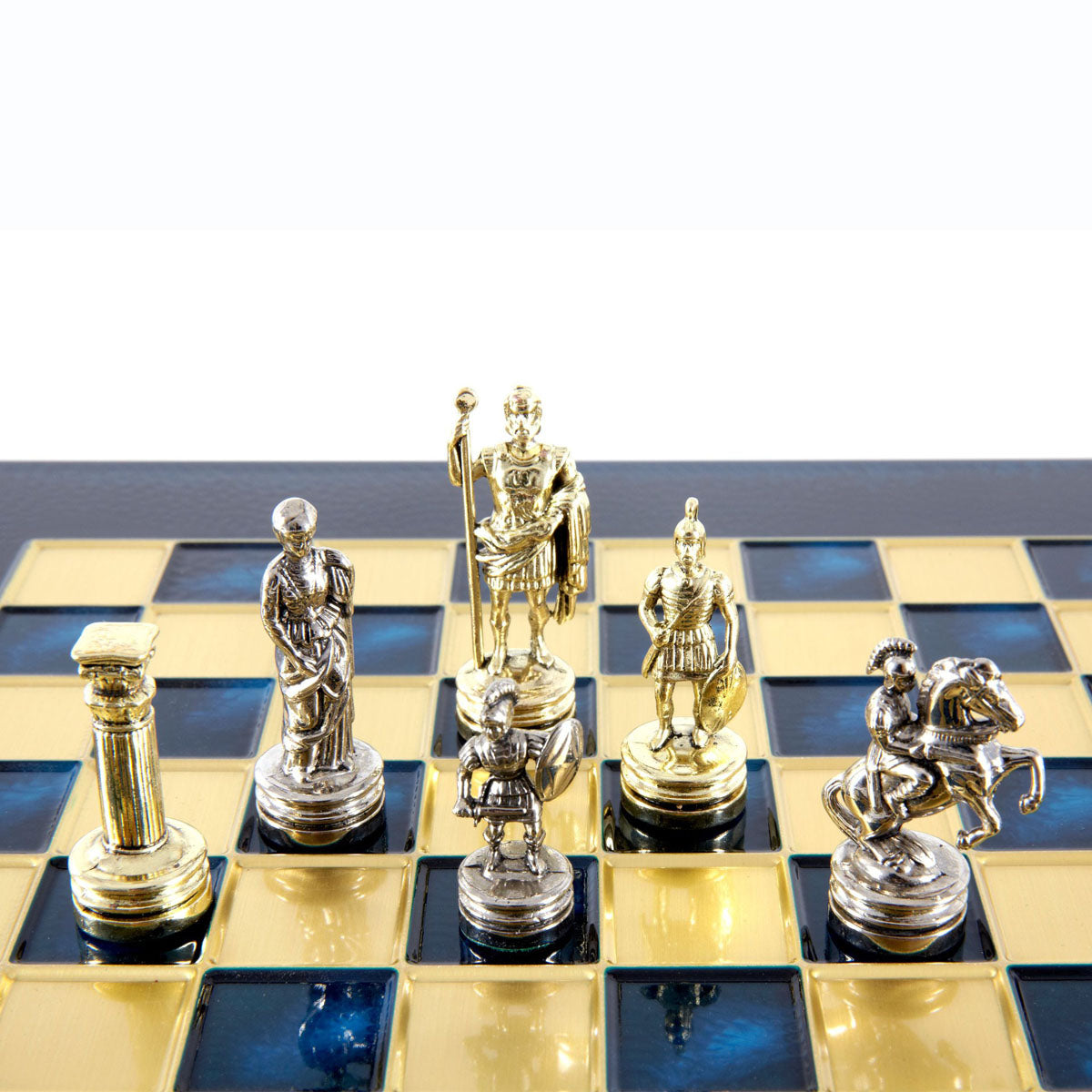 Metal Chess Set, Ancient Greece Theme 28×28 cm – Gold & Silver