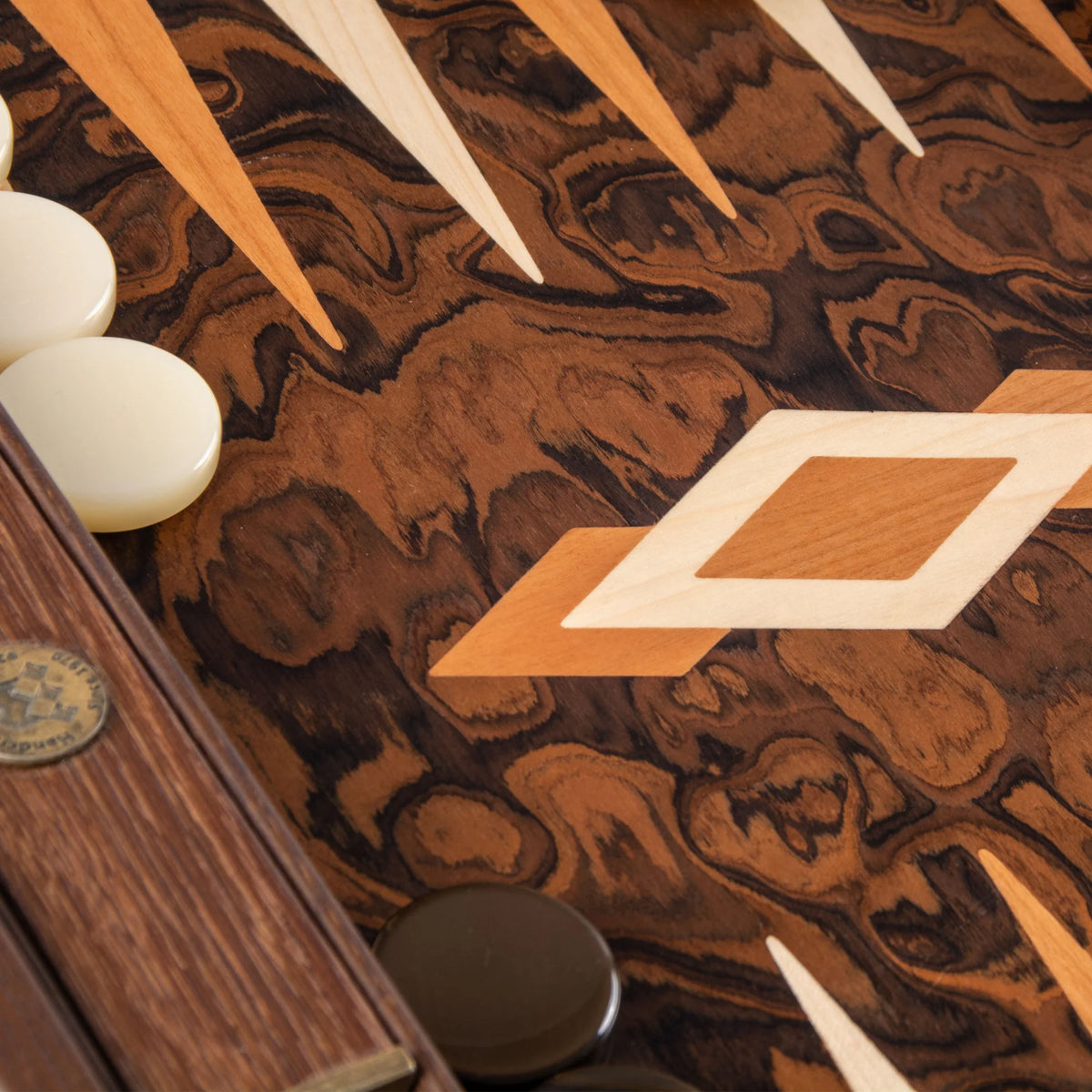 Luxury Manopoulos Backgammon Set California Walnut Burl 48x30