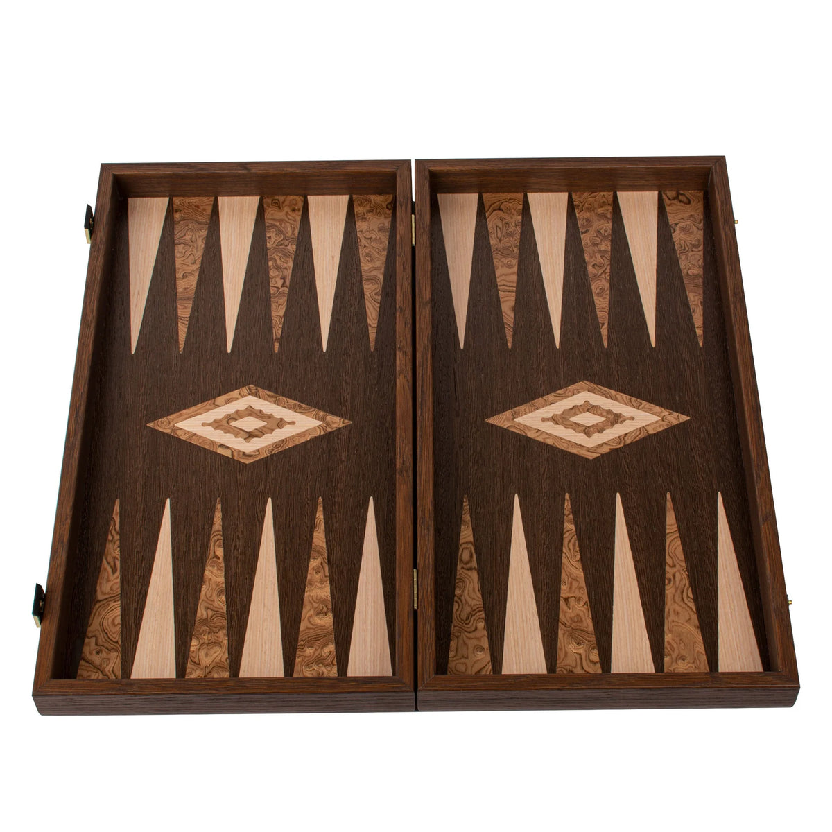 Medium Manopoulos Backgammon Set Wenge Walnut Burl Oak 38x20