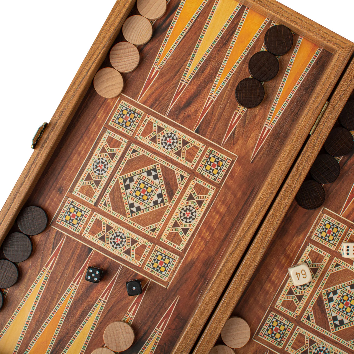 Manopoulos Wenge Wood Replica Backgammon Set Wooden Checkers 38x20