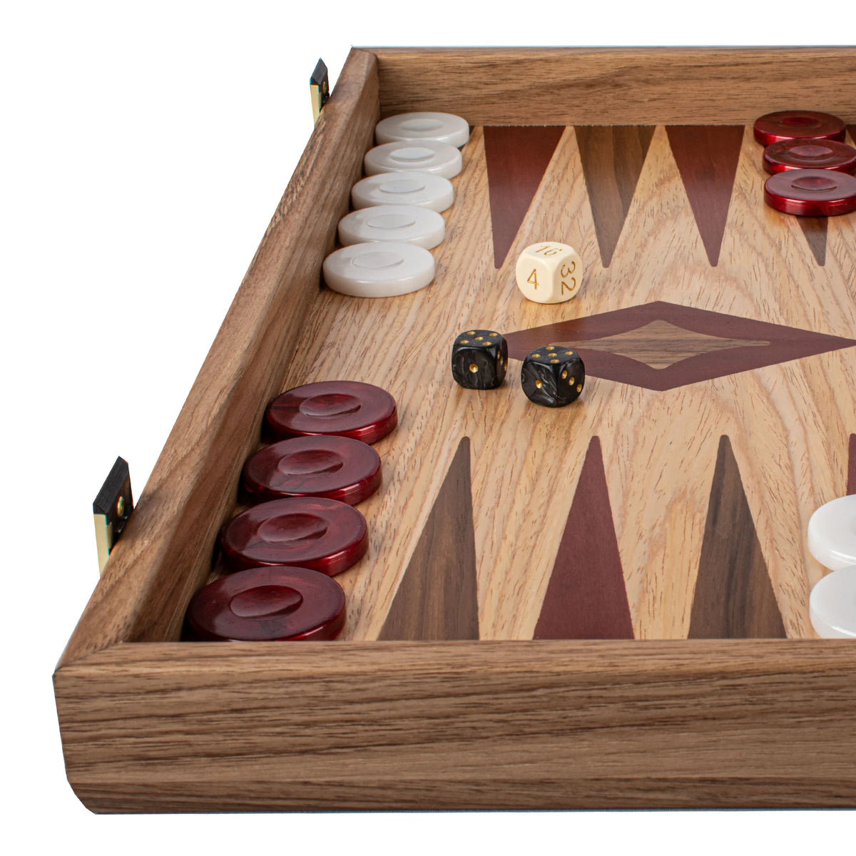 Large Manopoulos Backgammon Set Oak Red American Walnut 48x26