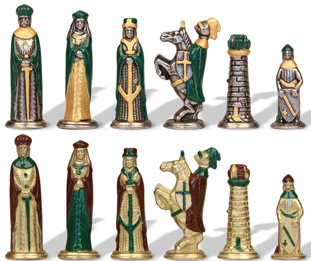 Italfama Medioevale Metal Chess Set with Eco-Leather Chessboard (26x26 cm)