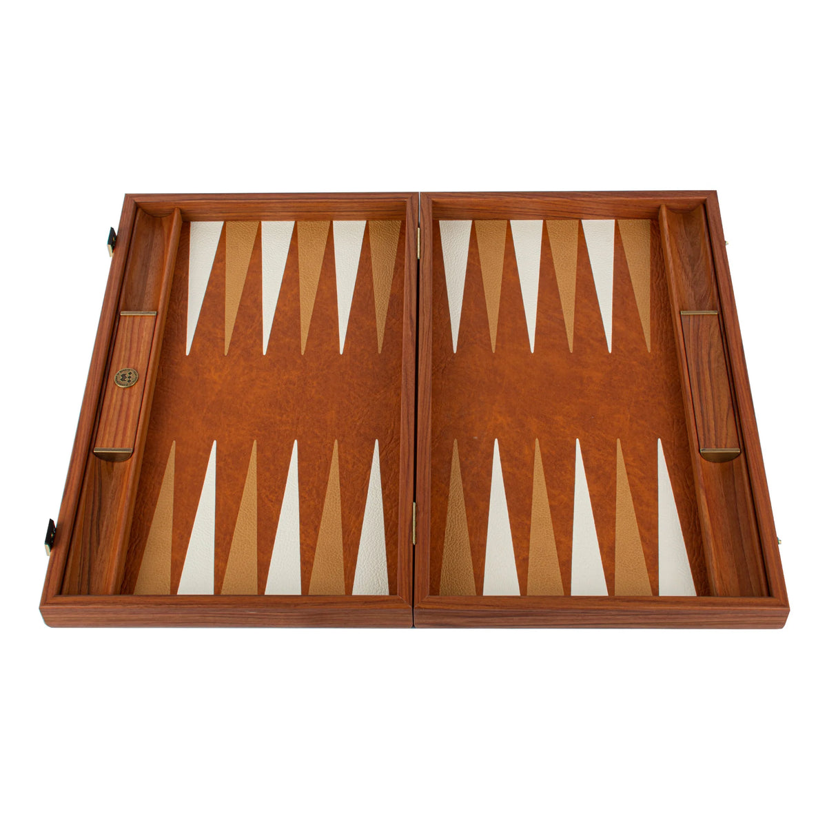 Large Manopoulos Backgammon Set Leatherette Crocodile Caramel 48x26