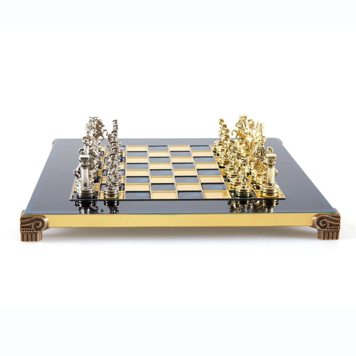 Metal Chess Set, Ancient Greece Theme 28×28 cm – Gold & Silver
