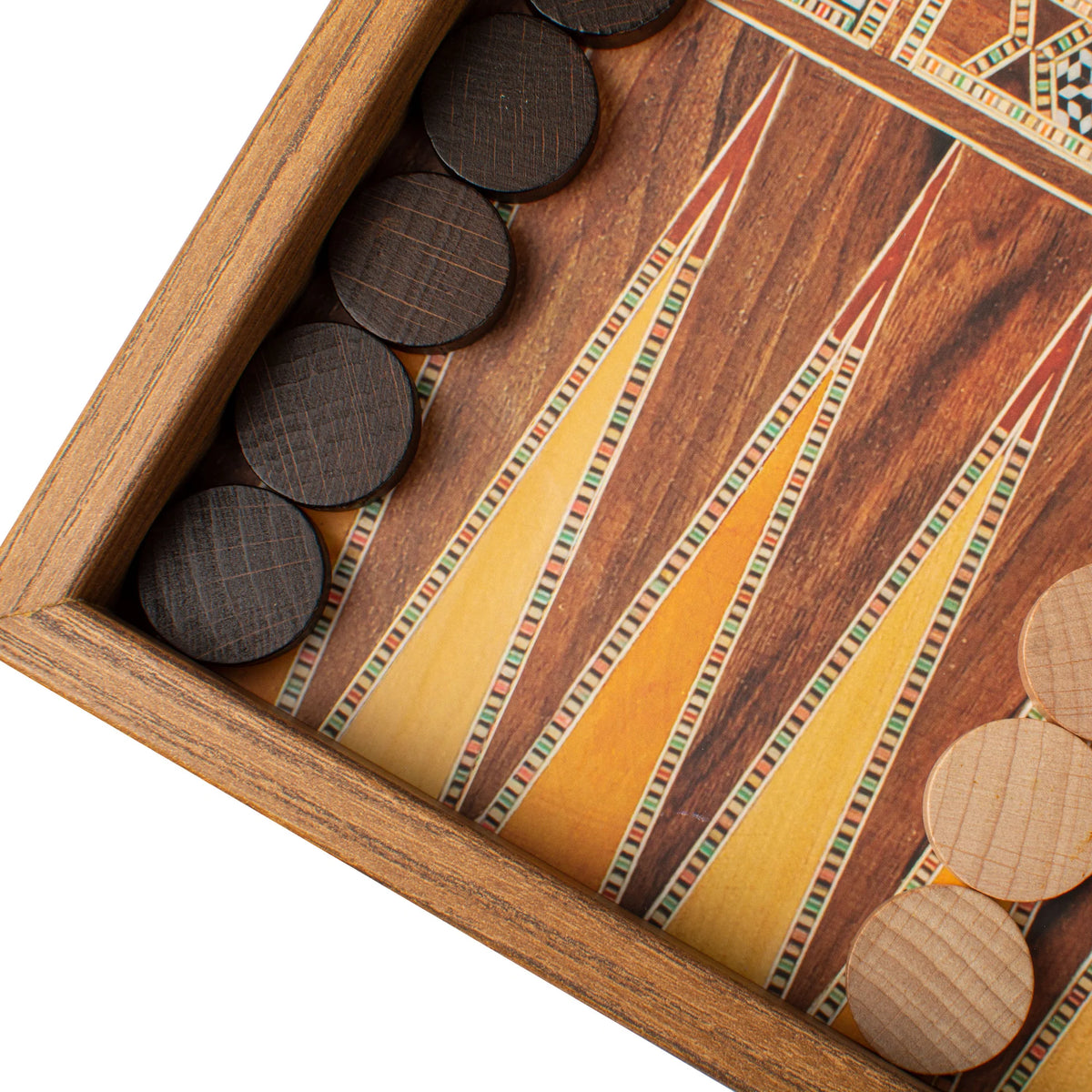 Manopoulos Wenge Wood Replica Backgammon Set Wooden Checkers 38x20