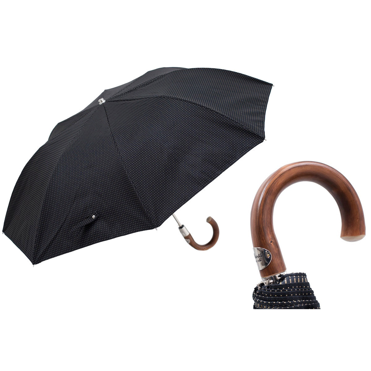 CLASSIC FOLDING UMBRELLA, CHESTNUT HANDLE | Pasotti –Handmade in Italy