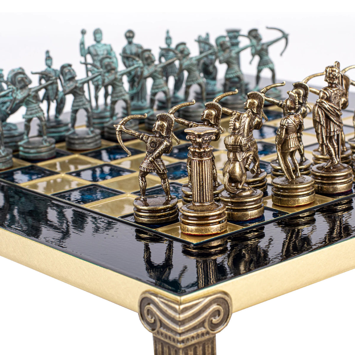 Luxury Manopoulos Brass Archers Chess Set 28x28 cm Wooden Case Gift