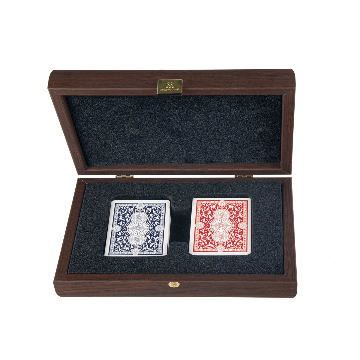 Luxury Manopoulos Playing Card Set Caramel Leatherette Case 24x17