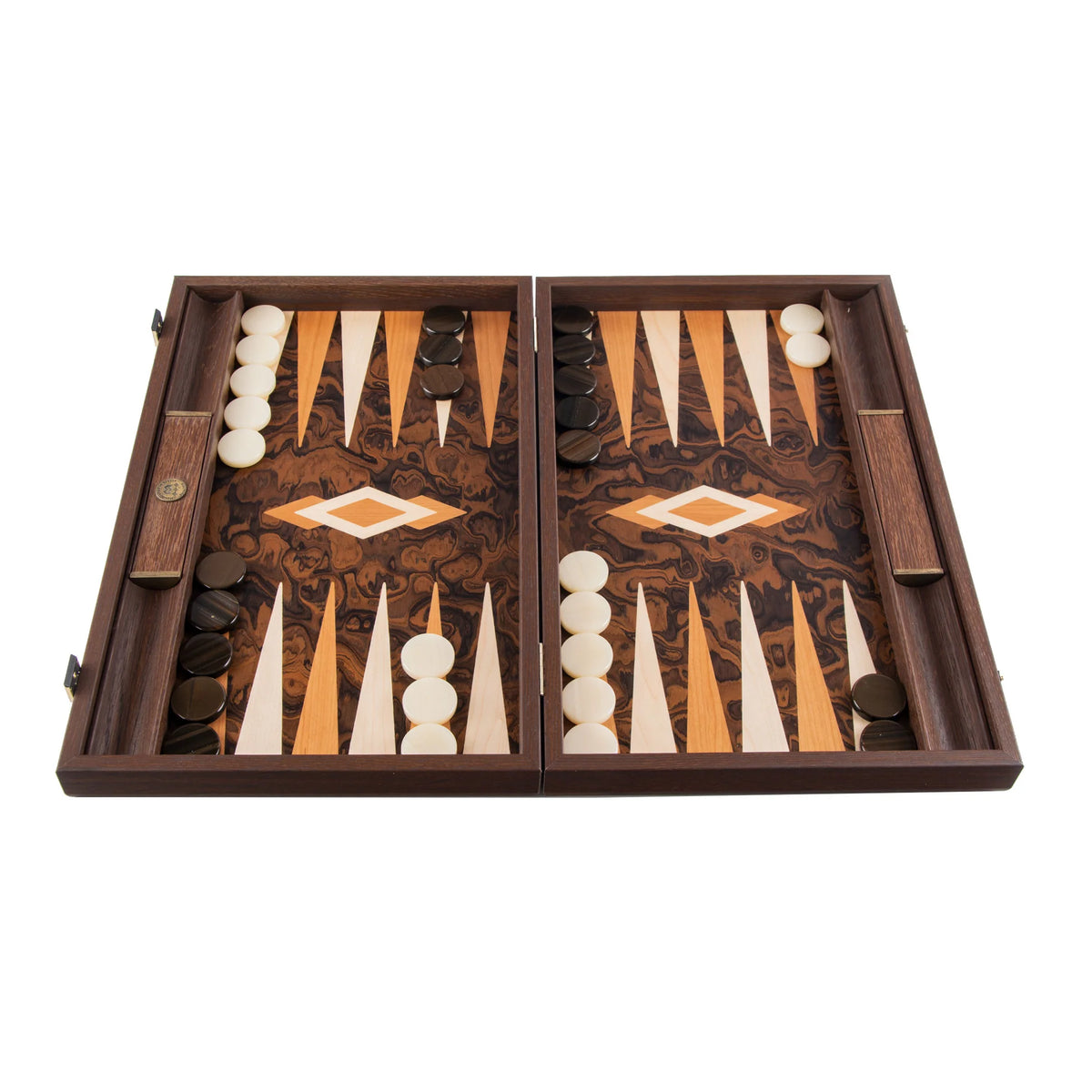 Luxury Manopoulos Backgammon Set California Walnut Burl 48x30