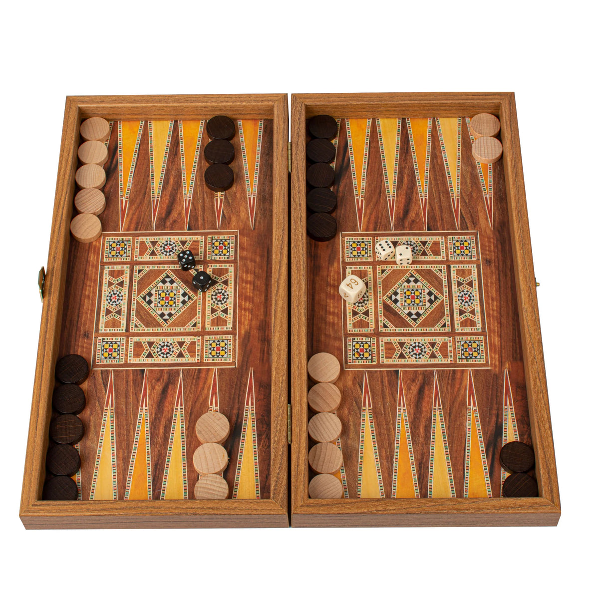 Manopoulos Wenge Wood Replica Backgammon Set Wooden Checkers 38x20