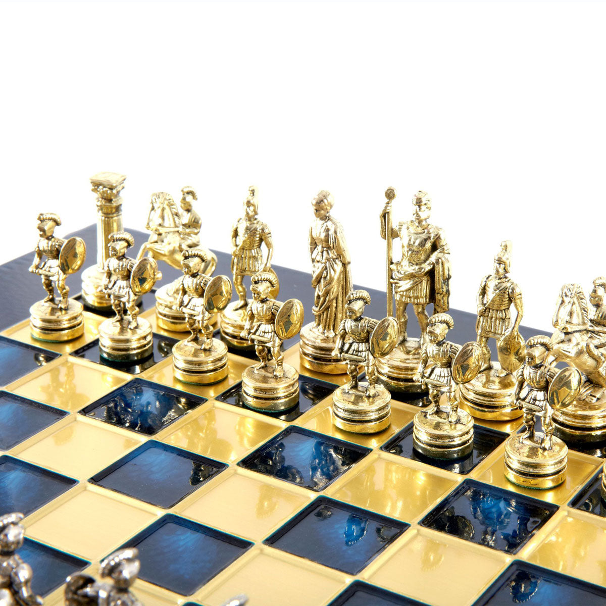 Metal Chess Set, Ancient Greece Theme 28×28 cm – Gold & Silver