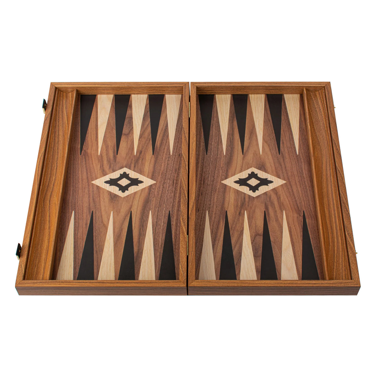 Medium Manopoulos Backgammon Set Walnut Replica Side Racks 38x23