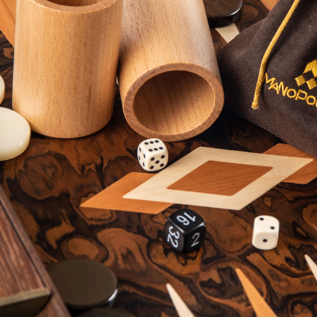 Luxury Manopoulos Backgammon Set California Walnut Burl 48x30