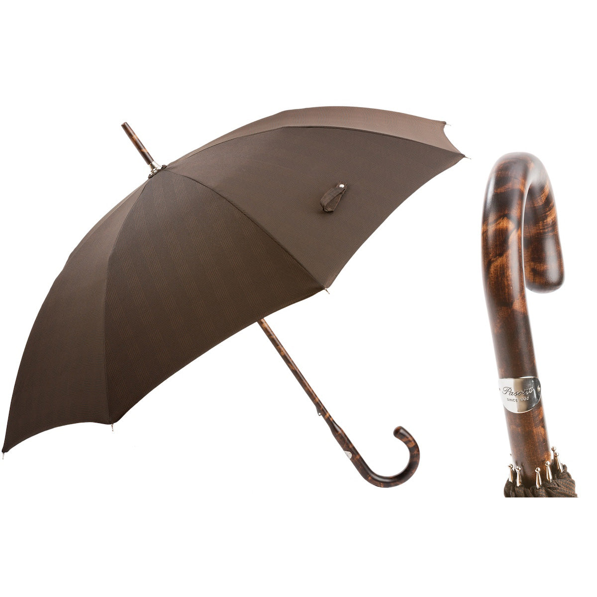 PASOTTI Solid Stick Umbrella 92cm Jednoczęściowy uchwyt z drewna hikorowego Włochy