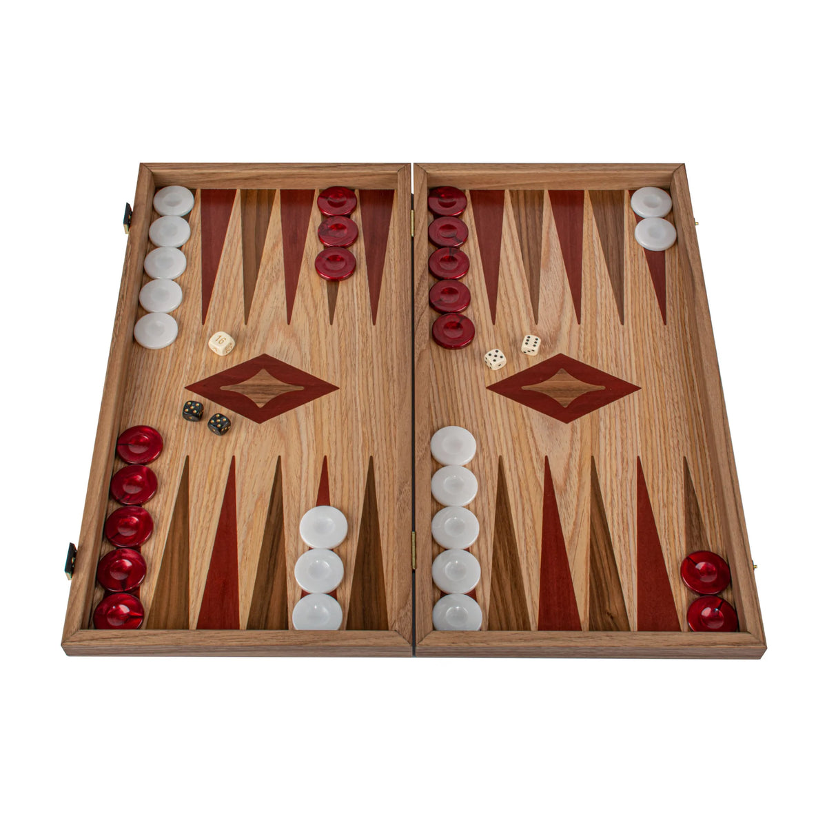 Large Manopoulos Backgammon Set Oak Red American Walnut 48x26