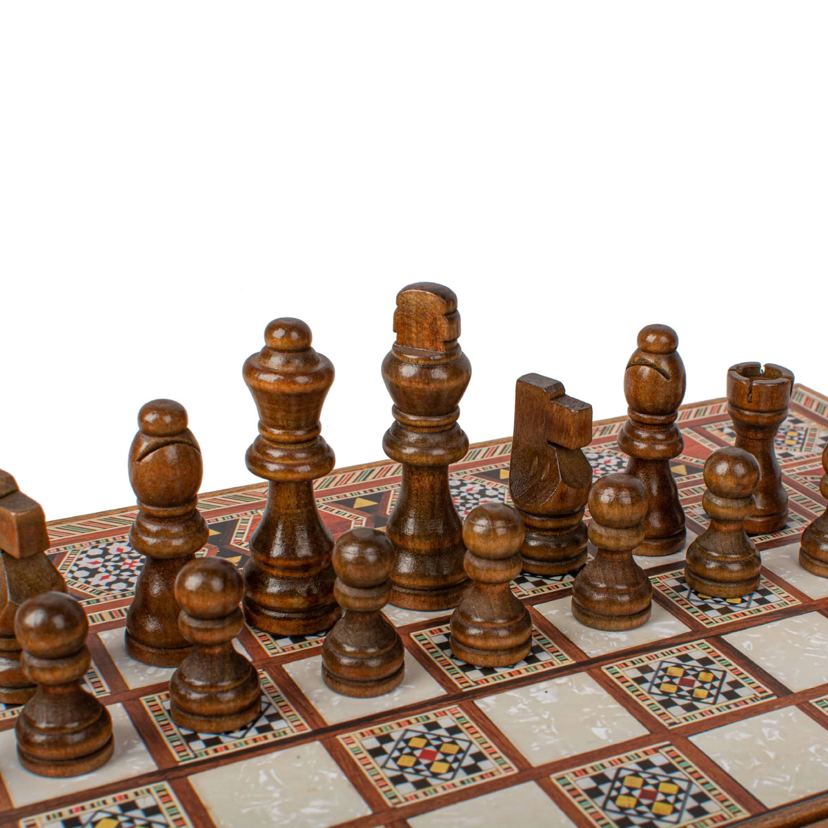 Manopoulos Wenge Wood Replica Backgammon Set Wooden Checkers 38x20