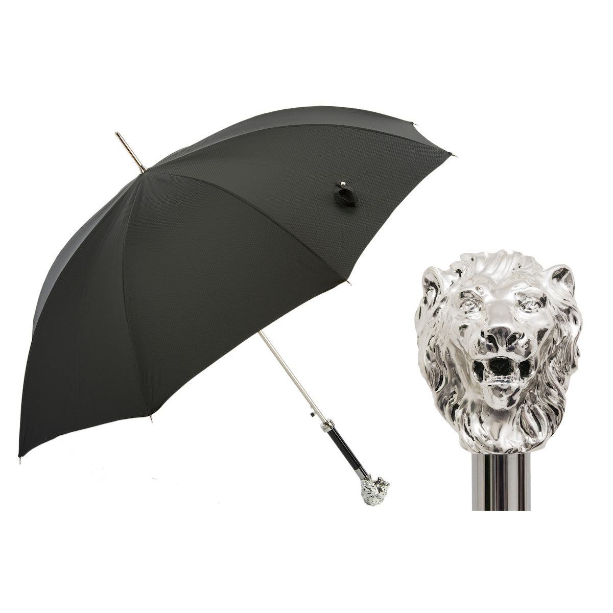 SILVER LION UMBRELLA | Pasotti – Symbol of Strength and Regal Elegance, Handmade in Italy