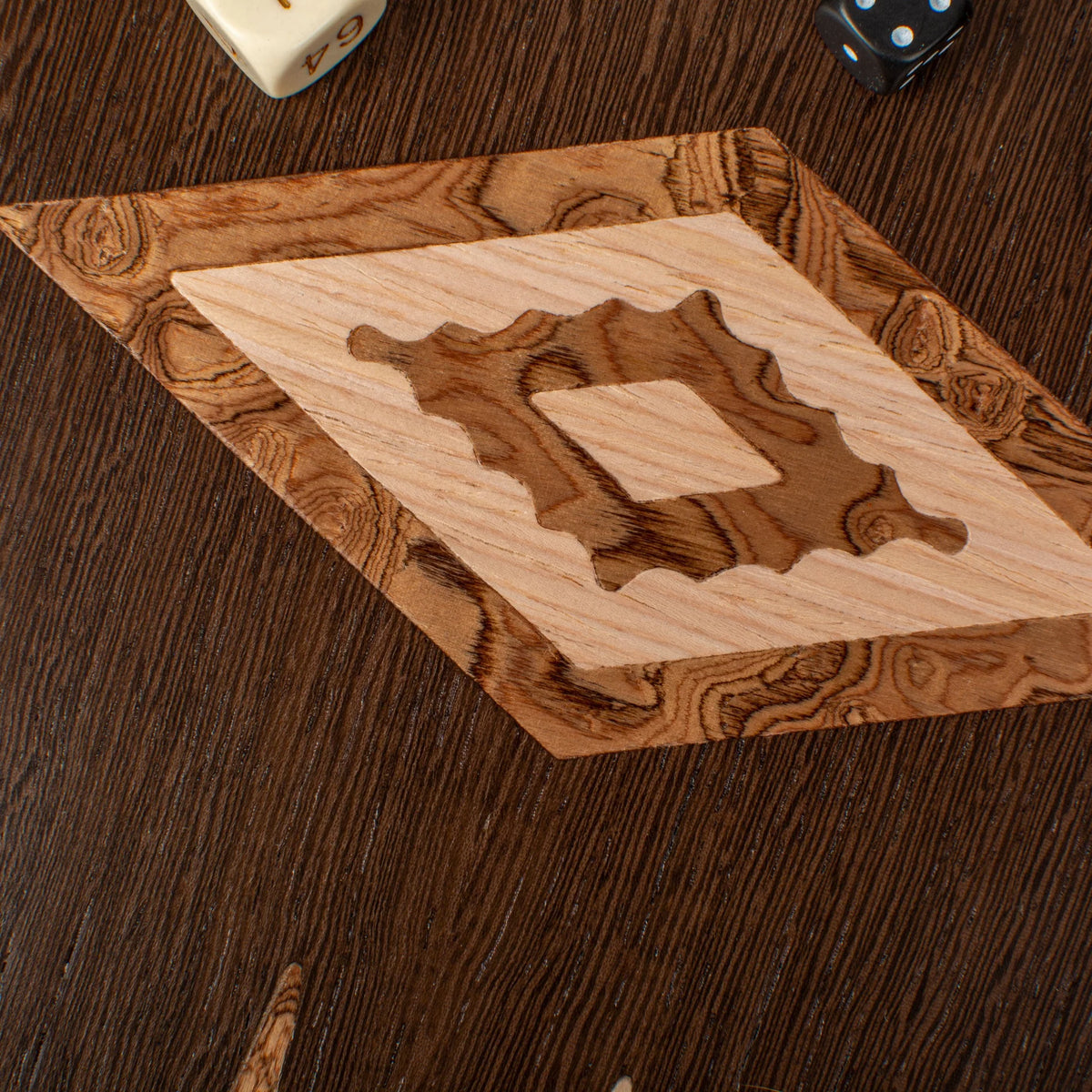 Medium Manopoulos Backgammon Set Wenge Walnut Burl Oak 38x20